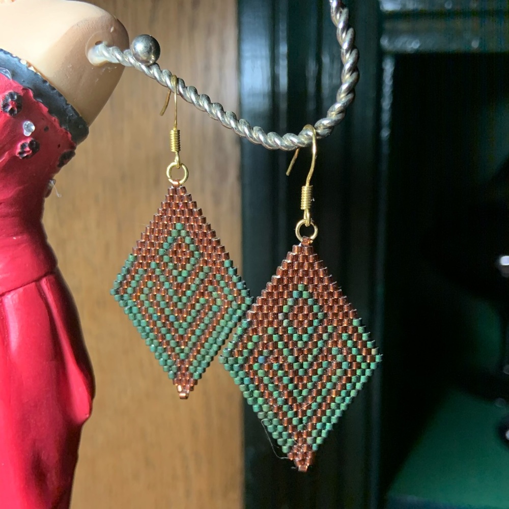 Handmade Glass Seed Bead Earrings